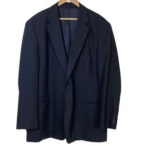 Alan Flusser‎ Two Button Blazer Jacket Mens 48L Black Wool Classic